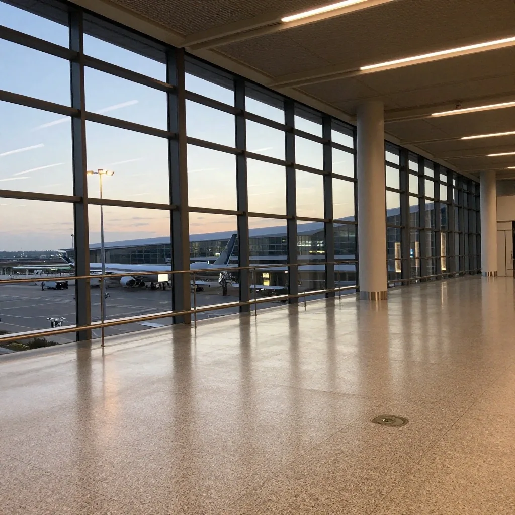 Covered pedestrian connection between terminal car park and check-in lobby
