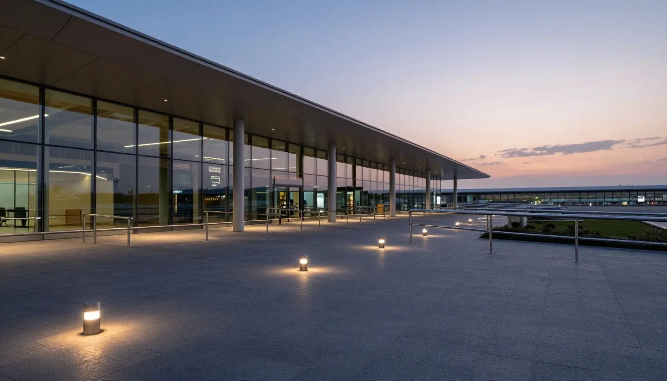 Melbourne Airport terminal precinct along Arrivals Drive