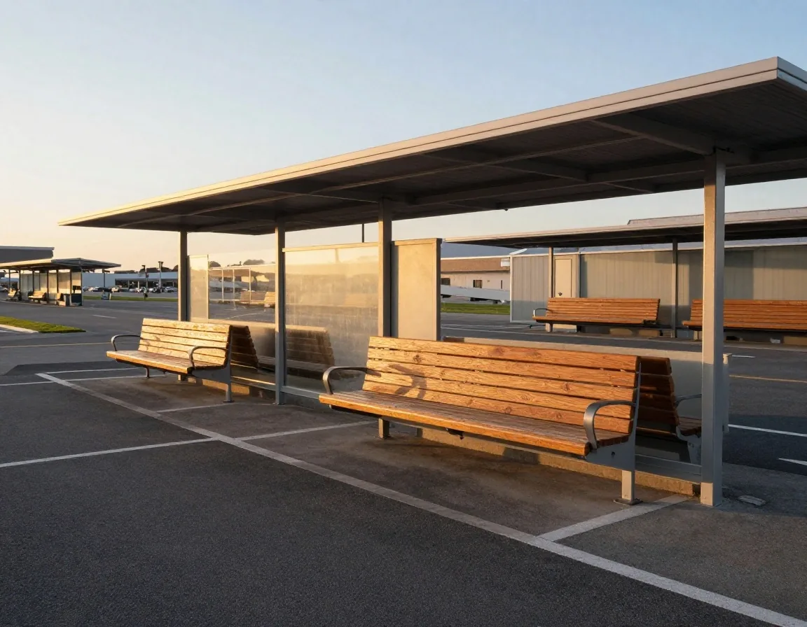 Value Car Park open-air compound with shuttle stop shelter at Melbourne Airport